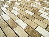 IMAGE OF Chateau Blend Polish Mixed Mosaics Polo Brown, Chateau Marble, French Vanilla 1x2 Brick