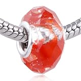 Red Translucent Murano Glass European Charm Beads - Pandora Bead & Bracelet Compatible