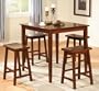 5pc Counter Height Dining Table & Stools Set Dark Walnut Finish