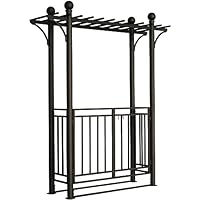 DC America PGAR508-MBR Toscana Gate Arbor with Pergola Style Top, Bronze
