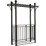 DC America PGAR508-MBR Toscana Gate Arbor with Pergola Style Top, Bronze