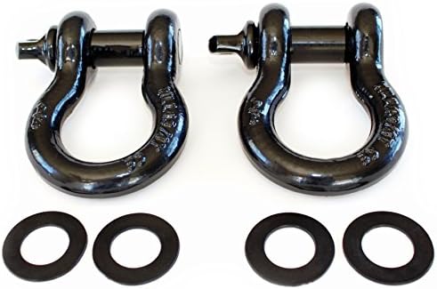 2 Pack - 3/4" D-Ring Bow Shackles with Isolator Rings - 4 3/4 tons WLL (9,500 Lbs) Capacity - Heavy Duty D Ring for winching, ridging and recovery