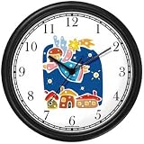 Angel with Shooting Star - Cherub, Angel or Cupid Theme Wall Clock by WatchBuddy Timepieces (Slate Blue Frame)