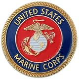 Lapel Insignia Pin - MARINE CORPS - Solid Brass - Gold Plated - and Enamel color filled (Military)