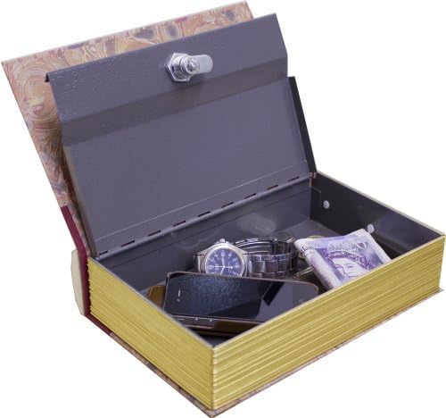 Original Book Works US127R Reproduction Antiqued Faux Leather Hidden Book Safe, "PARIS", Red