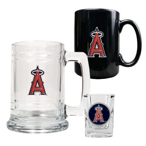 MLB Los Angeles Angels 15-Ounce Tankard, 15-Ounce Ceramic Mug & 2-Ounce Shot Glass Set - Primary Logo