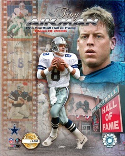 Troy Aikman -'06 Cowboys HOF PF Gold (Limited Edition) Art Poster PRINT Unknown 8x10