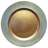 Caspari 13-inch Lacquer Charger, Silver with Gold