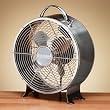 12.5" Antique Silver Vintage Style Metal Table Fan