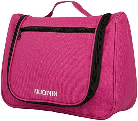 Toiletry Bag, Nuowin Candy Series Travel Toiletry Organizer with Hanging Hook Cosmetic Bag / Makeup Case (Rosy Red)