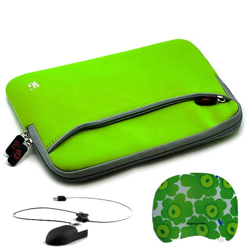 Best Price Green Neoprene Protective Sleeve Cover Carrying Case with Exterior Accessory Pocket for Toshiba 10.1