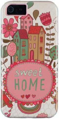DandyCase 2in1 Hybrid High Impact Hard Home Sweet Home Pattern + Pink Silicone Case Cover For Apple iPhone 5S & iPhone 5 (not 5C) + DandyCase Screen Cleaner