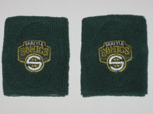 SEATTLE SUPERSONICS Team Logo COTTON WRISTBANDS -(set of 2)