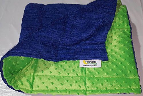 Blue-Lime Luxury Series Minky &amp; Chenille Weighted Sensory Blanket -20lb 48x70