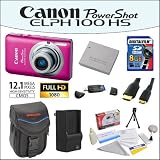 Canon PowerShot ELPH 100 HS 12.1 MP CMOS Digital Camera with 4X Optical Zoom (Pink) With Accessory Kit Including 8GB SDHC Memory Card, USB Card Reader, Vanguard Sydney-6B Compact Digital Camera Bag, Mini HDMI Cable, NB-4L Battery, AC/DC Rapid Charger, Lens Cleaning Kit and More