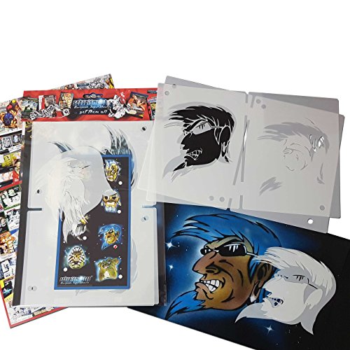 Schneidmeister® Airbrush Stencil Set Premium "BIKER FACE II, THE ANGRY MAN" Step-by-Step (Multilayer QuickStep), SuperStencil