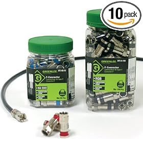 Greenlee XFC-59-10 Weatherproof Compression F-Style Connectors, RG59, 10-Pack