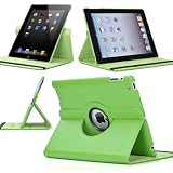 Ctech 360 Degrees Rotating Stand (green) Leather Smart Cover Case for Apple iPad 2 with wake/sleep capability