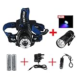 GRDE™ 1800 Lumens CREE XM-L T6 U2 LED Waterproof 3 Modes Design Zoomable Rotating Headlamp CREE LED Headlight 18650 Rechargeable Battery Head LED Torch Flashlight with Charger and 2 x WindFire 4000mAh Rechargeable Batteries Portable LED Headlamp for For O