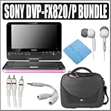 Sony DVP-FX820/P 8-inch Portable DVD Player Pink w/ Accessory Bundle
