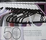 50 Ultra Thin Velvety Smooth Space Saving Hangers (Black)