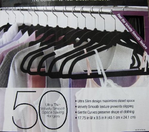 50 Pack Velvety Ultra Thin Suit Hangers, 10 Deluxe Hangers and 40 Standard Hangers