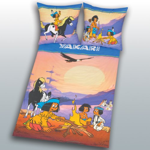 Herding 464540050 Bettw&auml;sche Yakari, 80 x 80 cm + 135/200 cm, Biber/Flanell