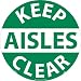 NMC WFS12 Walk On Floor Sign with Graphic, "KEEP AISLES CLEAR", 17" Diameter, Pressure Sensitive Vinyl, White On Green