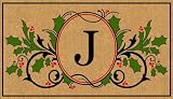 Coir Mat Holiday Holly Monogram J - Hi