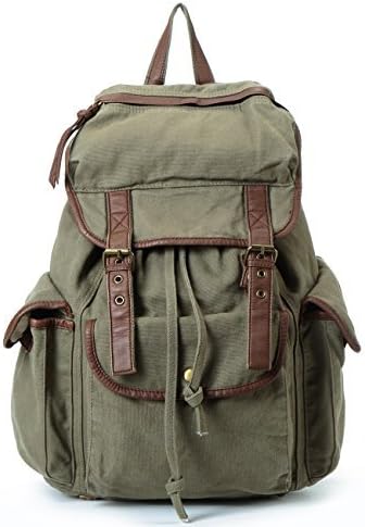 Egooo Handmade Backpack, School Canvas Bag, Outdoor Canvas Backpack, Travel Canvas Backpack, Sports Canvas Bags, Fulfilled By Amazon (Green)