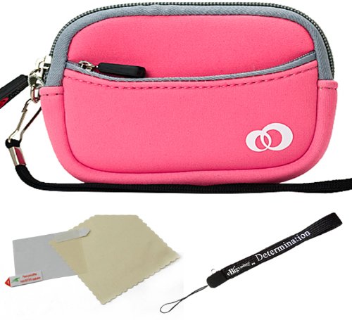 Baby Pink - Grey Trim Slim Protective Soft Neoprene Cover Carrying Case Sleeve with Extra Pocket for Nikon Coolpix S2500 S3100 S4100 S5100 S6100 S6200 S8100 S8200 Point and Shoot Digital Camera + Includes a anti glare screen protector, will protect from any small scratches and dirt.