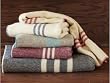 Striped Wool Blanket (Natural w/ Indigo)