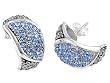 Sterling Silver Earrings with Marcasite and Blue Topaz CZ - 19mm
