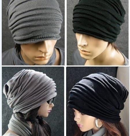 Xzqiang Fashion Cool Ruffle layers circles beanie hats with big ball womens and girl gorras hat Black