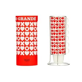 Present Time Bud Coffee Set Tower Hugs & Kisses with Ceramic Stand