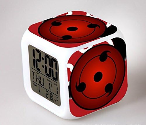 Tech Discovery Anime Naruto Glowing LED 7 Colors Change Digital Alarm Clock Thermometer (K)