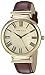 Anne Klein Women's AK/2136CRBY Gold-Tone and Burgundy Leather Strap Watch