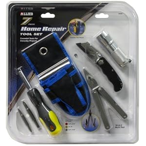 Allied International 36056 Home Repair 7 piece Tool set with a 9 LED Flashlight