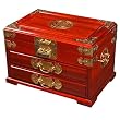 Handmade Rosewood Floral Jewelry Box With Mirror - Chinese "Symbol of Joy" Design