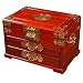 Handmade Rosewood Floral Jewelry Box With Mirror - Chinese "Symbol of Joy" Design