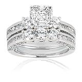 2.15 Ct Asscher Cut 3 Stone Diamond Rings In Prong Set for Sale
