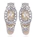18k Yellow Gold Plated Sterling Silver Citrine 5x3mm and Diamond Half-Hoop Earrings