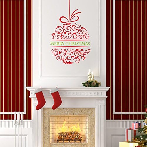 NAFORAN Merry Christmas Window Clings Wreath Wall Removable Art Decal Wall Window Door Mural Decal Sticker Home Decor (Style B)