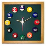 12in Square Billiard Clock Oak & Spruce Mali Felt