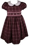 Rare Editions Girls Brown/Pink Smocked Tartan Dress-2 years