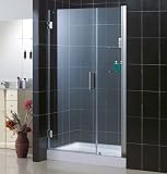DreamLine SHDR-20467210S-04 Unidoor Frameless 46â-47â Adjustable Shower Door with Glass Shelves, Bru