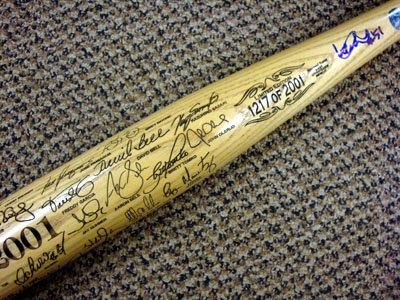 Ichiro Suzuki Autographed/Hand Signed 2001 Seattle Mariners Stamp Bat Bat Holo