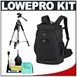 Lowepro Flipside 400 AW Digital SLR Camera Backpack (Black) + Tripod + Accessory Kit for Canon Rebel T3, T3i, T1i, T2i, EOS 60D, 5D, 7D, Nikon D3000, D3100, D5000, D5100, D7000, D300s, Olympus Evolt E-5, E-30, E-620 & Sony Alpha A560, A580, A33, A35, A55