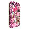 Pink Bow and Pale Pink Roses Rhinestone Diamante Crystal Case Cover For iPhone 3G 3GS