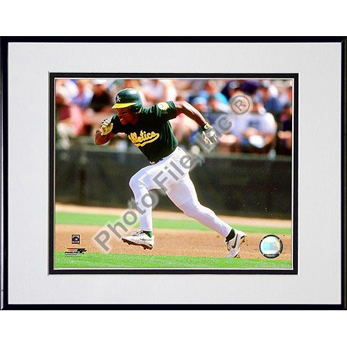 Photo File Oakland Athletics Rickey Henderson 1998 Action - Matted 8x10 Photo in Aluminum Frame